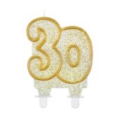 Dzimšanas dienas sveces cipars &quot;30&quot;, zelta kontūra