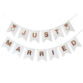 Paper garland W&C Just Married, 300 cm, DIY, flag hight 18 cm