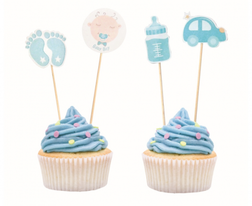 Baby Boy B&C Baby Shower picks, light blue, 10 cm, 12 pcs.