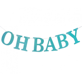 Glitter paper garland B&G Oh Baby, light blue, DIY, 300 cm