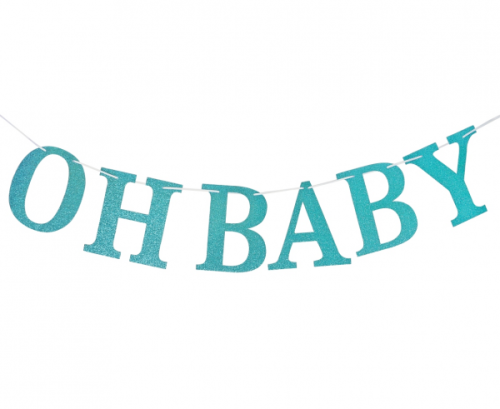 Glitter paper garland B&G Oh Baby, light blue, DIY, 300 cm
