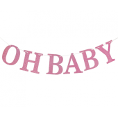 Glitter paper garland B&G Oh Baby, light pink, DIY, 300 cm