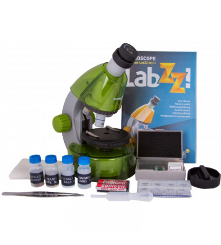 Микроскоп для детей с экcпериментальным комплектом Levenhuk LabZZ M101 Лайм 40x-640x 69059