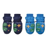 Dūraiņi ūdensizturīgi slēpošanas zēniem Dino ar mākslīgās kažokādas oderi 12 cm dažādas RN-016-12