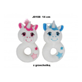 Plīša grabulis vienradzis 14 cm (J0108) zilā/rozā krasā 154064
