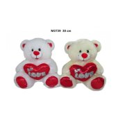 Plīša lācis 30 cm ar sirdi LOVE  (M3739) dažādas 166609