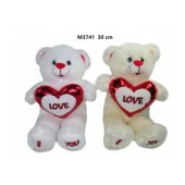 Plīša lācis 30 cm ar sirdi LOVE  (M3741) dažādas 166623